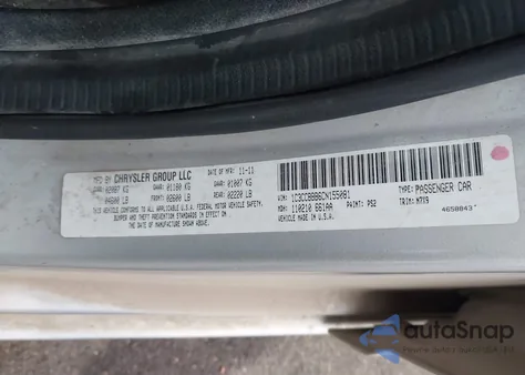 2012 Chrysler 200 Touring from USA, damaged, VIN 1C3CCBBB6CN155081